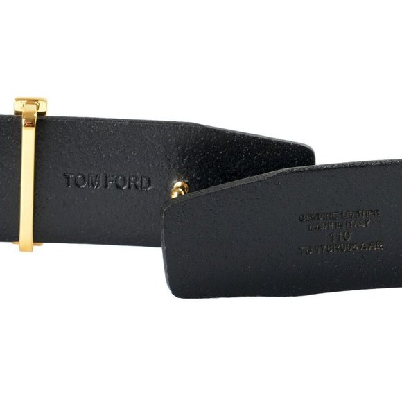 Tom Ford Black Leather Metal T-Buckle Decorated Belt US 38 IT 95 - Picture 5 of 5